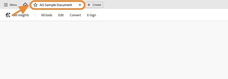 Highlighted the updated document title: &ldquo;AO Sample Document