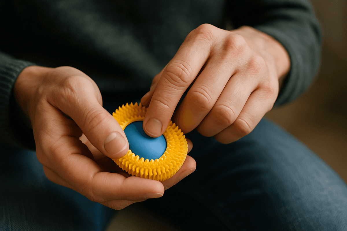 Close-Up of Hands Fidgeting with a Sensory Toy