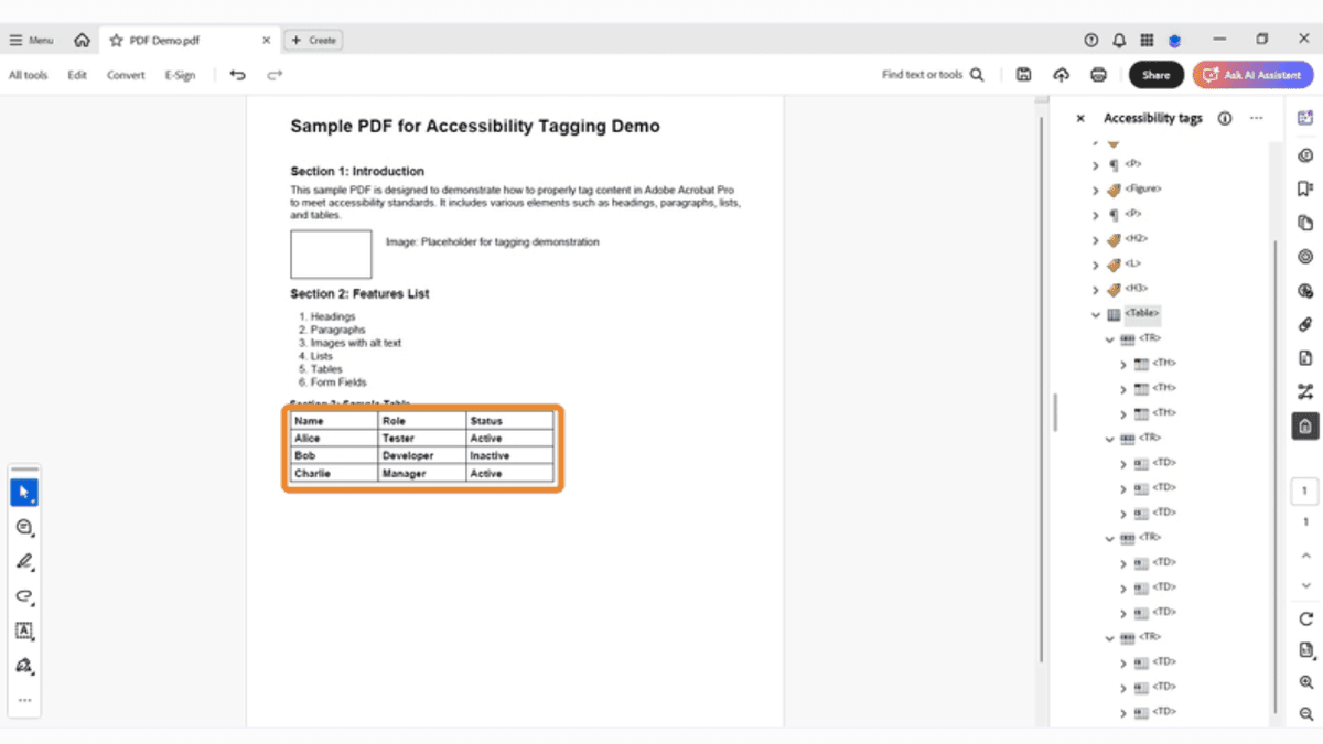 Document Properties window in Adobe Acrobat where document language and metadata are being set.