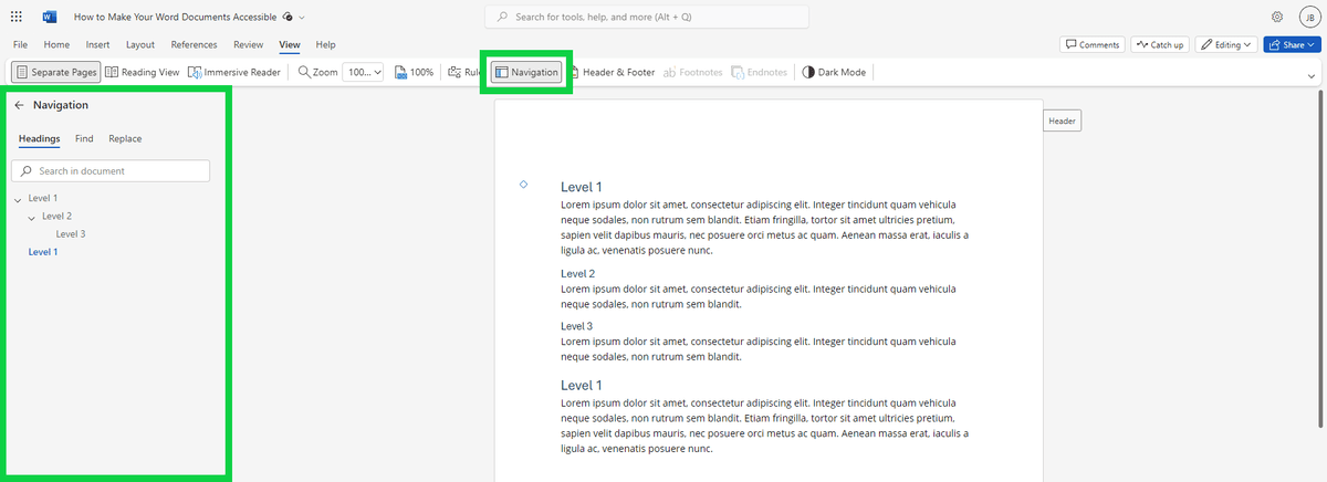 Use the Navigation Pane