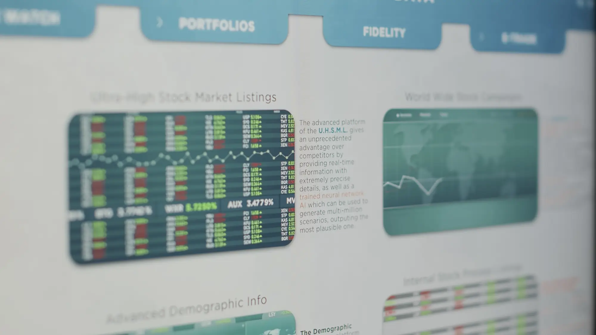 Computer screen displaying data dashboards with charts, metrics, and analytics panels.