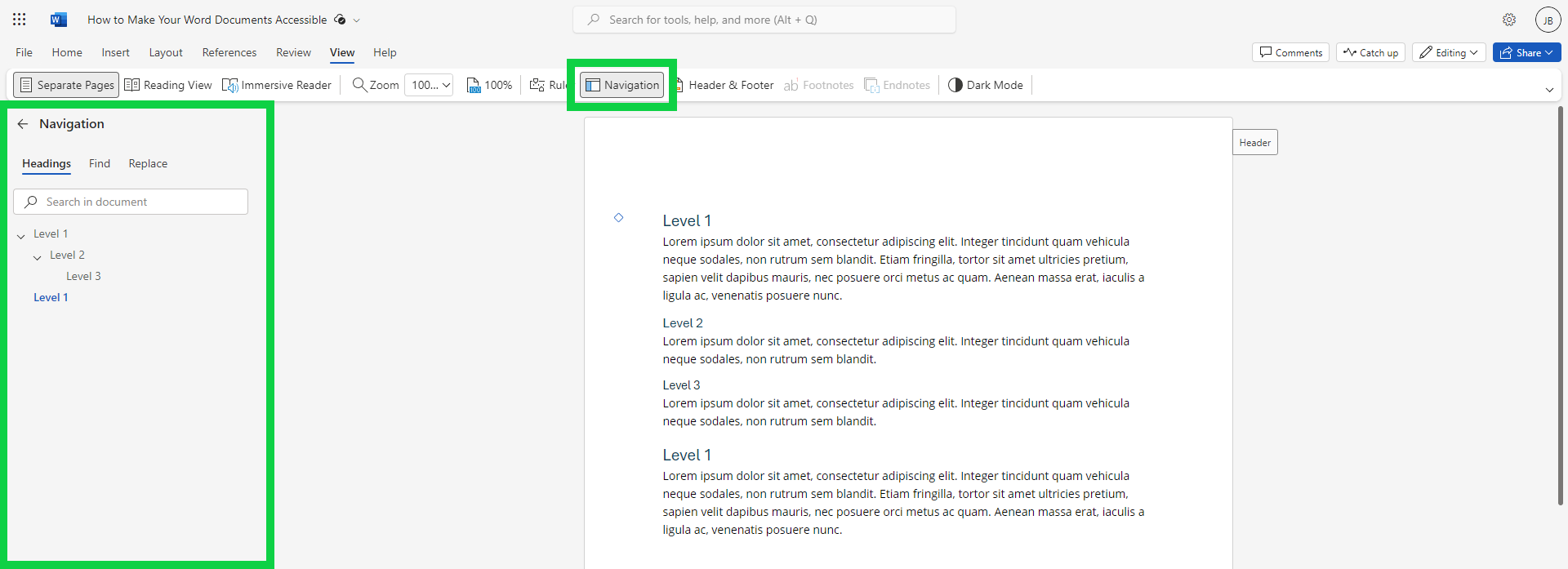 Use the Navigation Pane