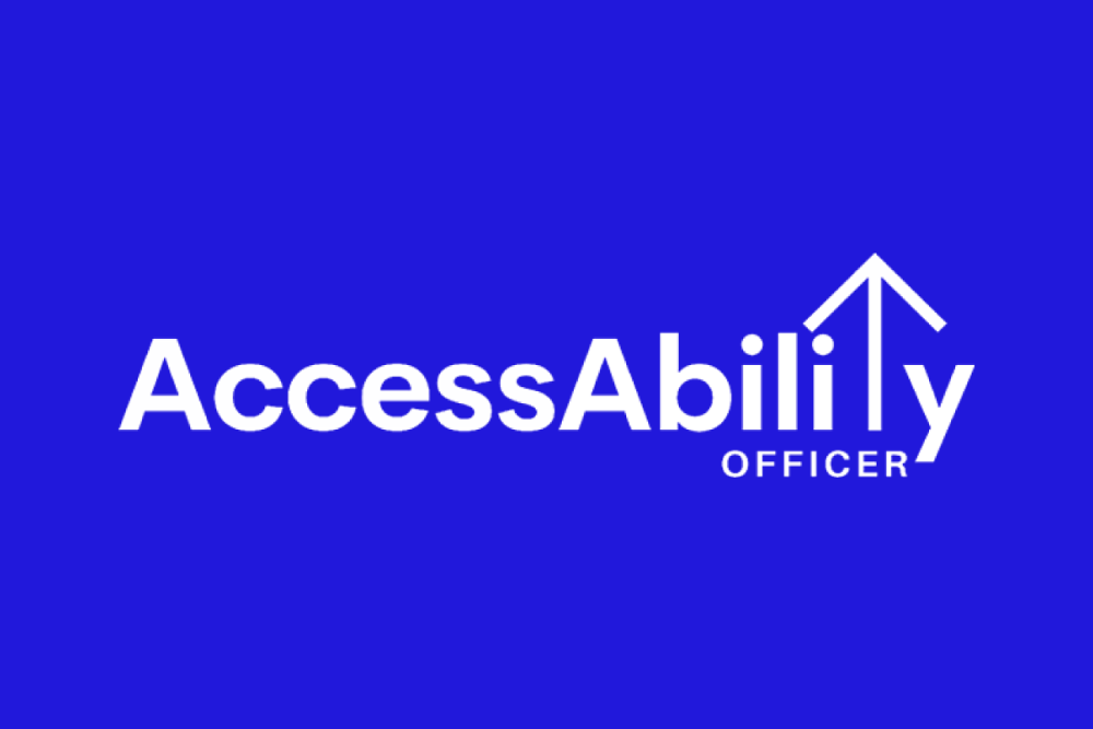 AccessAbility Officer logo in white text on blue background