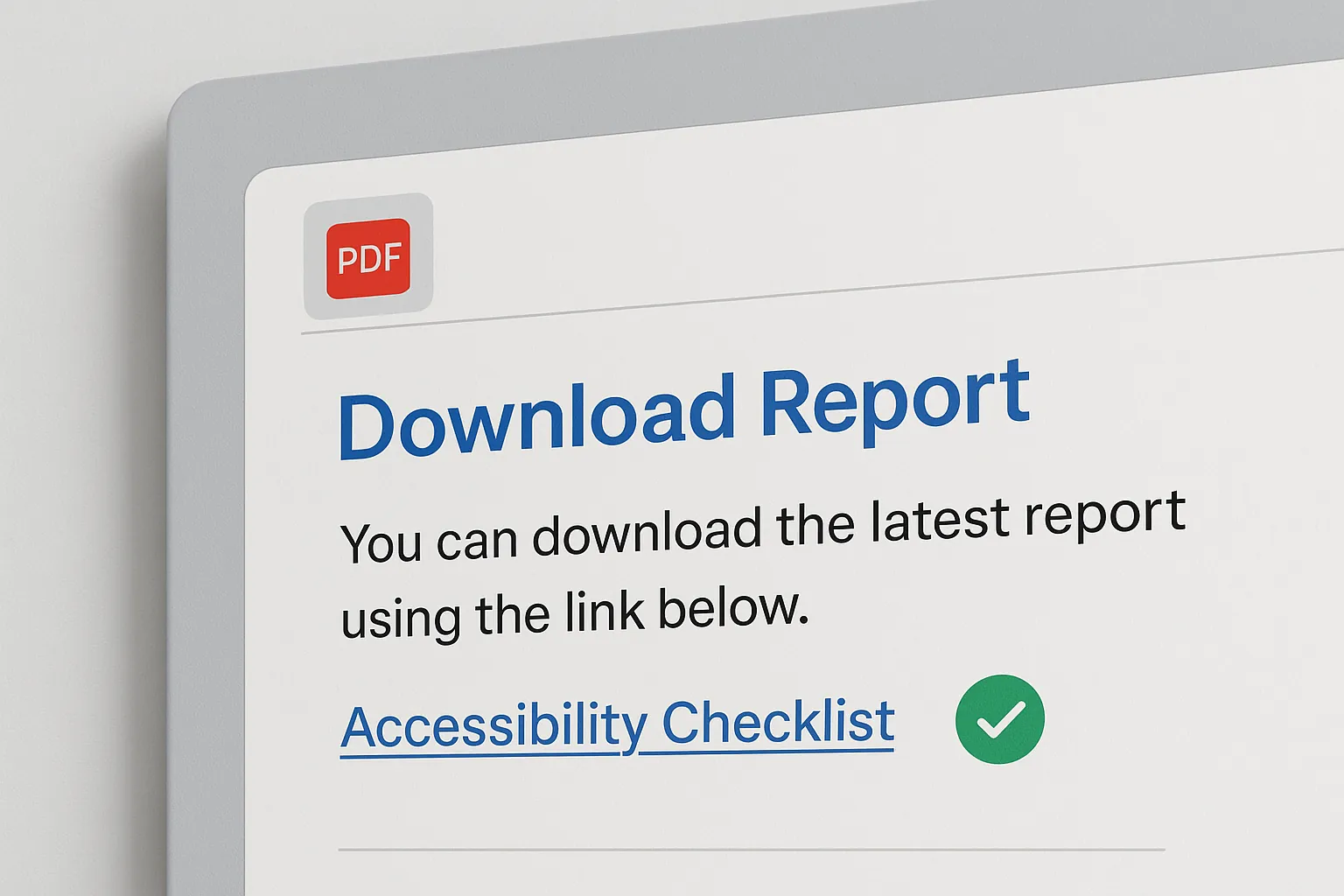 Accessible link example showing descriptive hyperlink in PDF for ADA Title II compliance